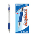 Pilot EasyTouch Ballpoint Pen, Stick, Medium 1 mm, Blue Ink, Clear/Blue Barrel, Dozen (32011)