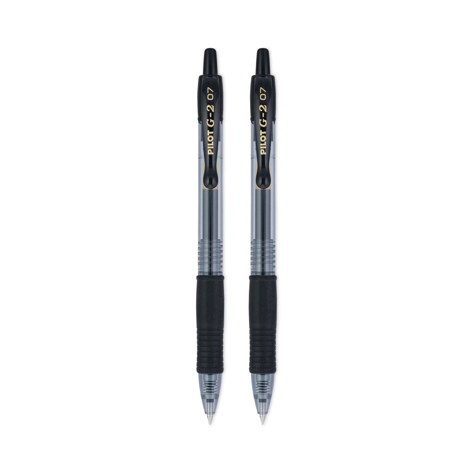 Pilot G2 Premium Gel Pen, Retractable, Fine 0.7 mm, Black Ink, Smoke/Black Barrel, 2/Pack (31031)