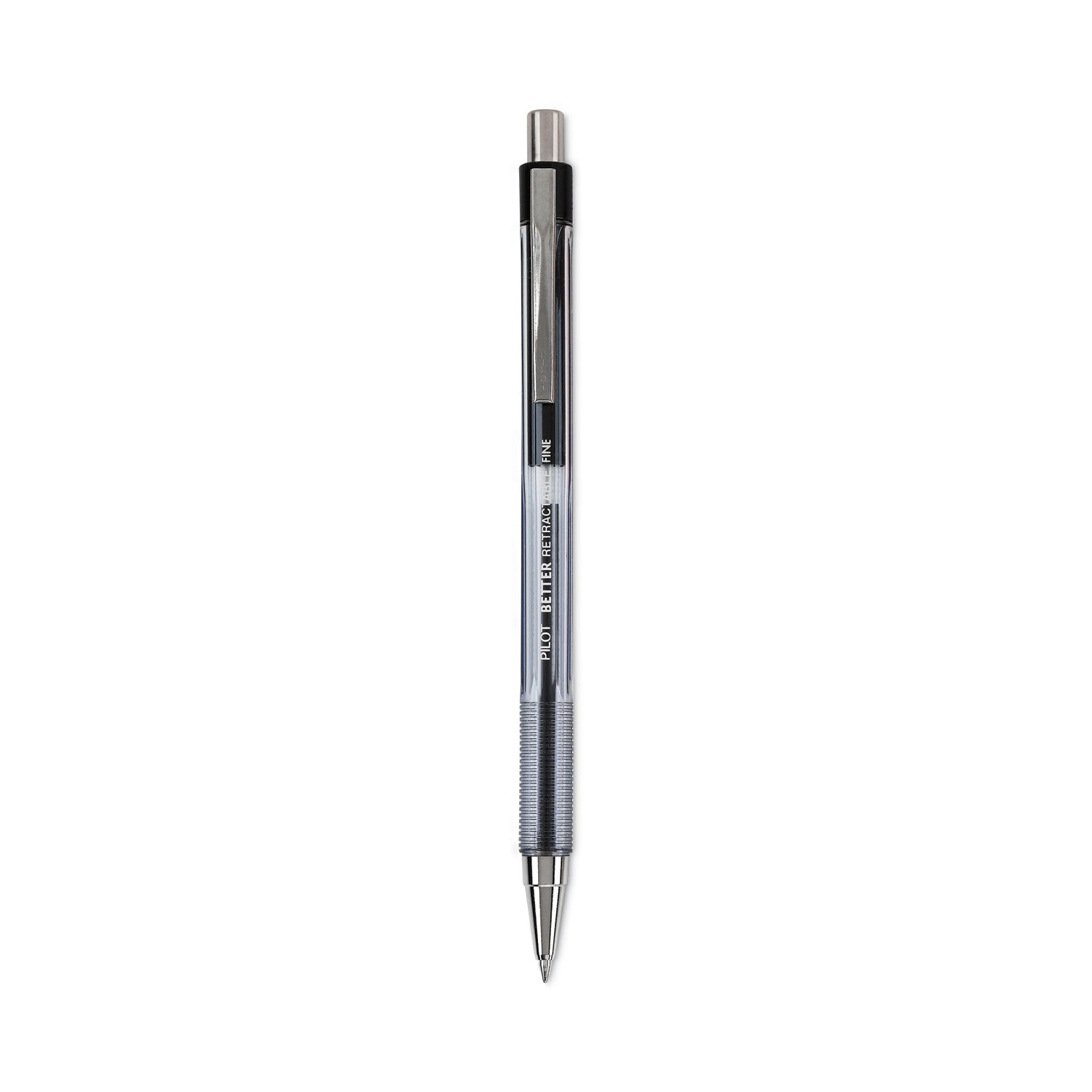 Pilot Better Ballpoint Pen, Retractable, Fine 0.7 mm, Black Ink, Smoke Barrel, Dozen (30000)