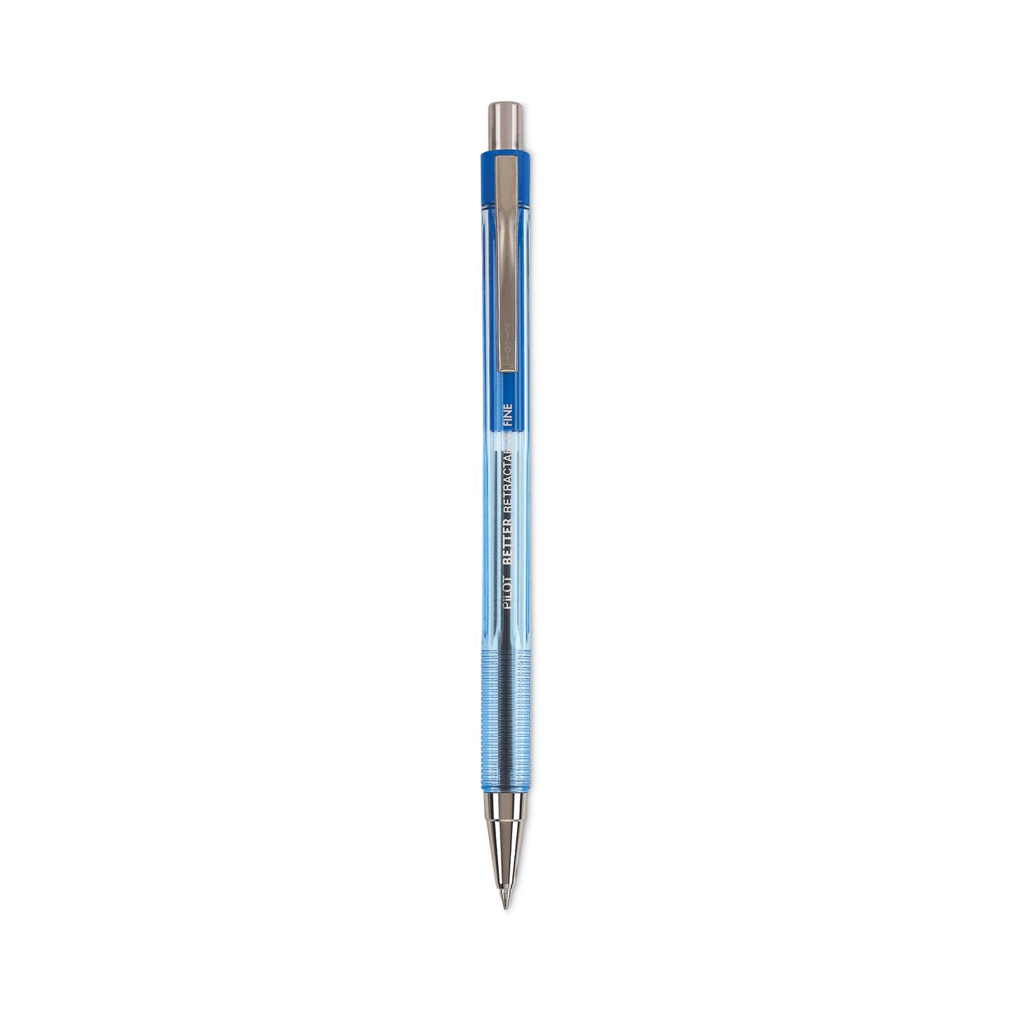 Pilot Better Ballpoint Pen, Retractable, Fine 0.7 mm, Blue Ink, Translucent Blue Barrel, Dozen (30001)