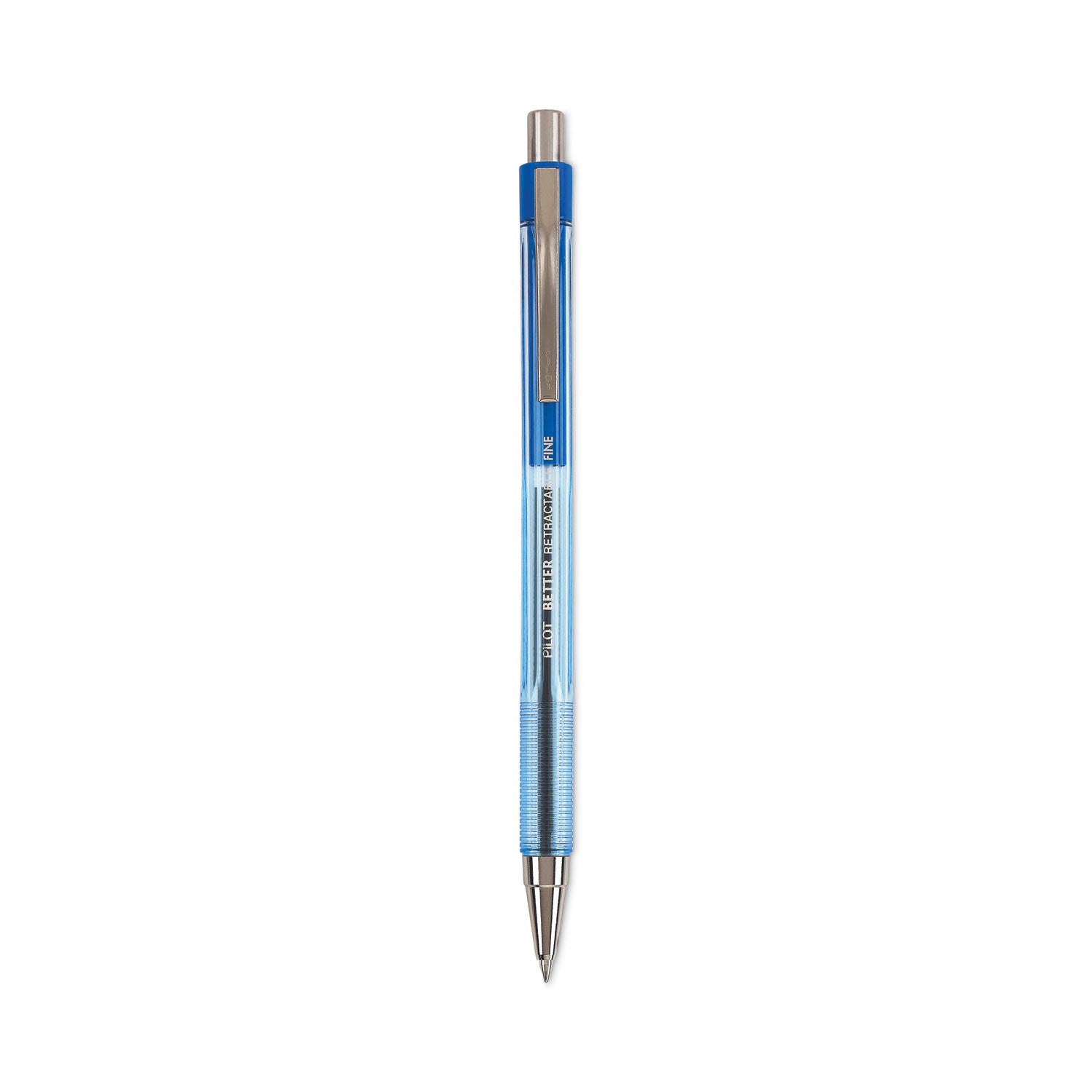 Pilot Better Ballpoint Pen, Retractable, Fine 0.7 mm, Blue Ink, Translucent Blue Barrel, Dozen (30001)