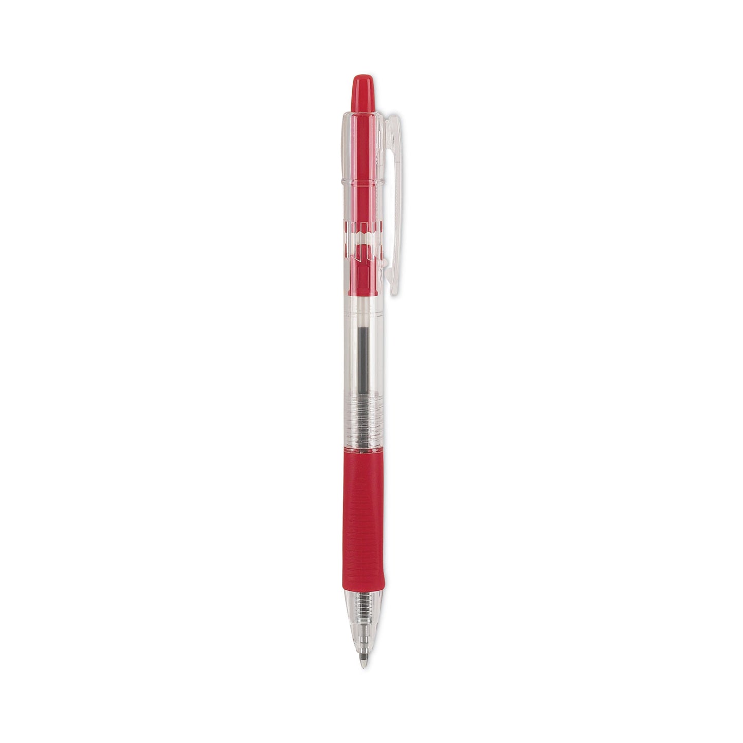 Pilot EasyTouch Ballpoint Pen, Retractable, Fine 0.7 mm, Red Ink, Clear Barrel, Dozen (32212)