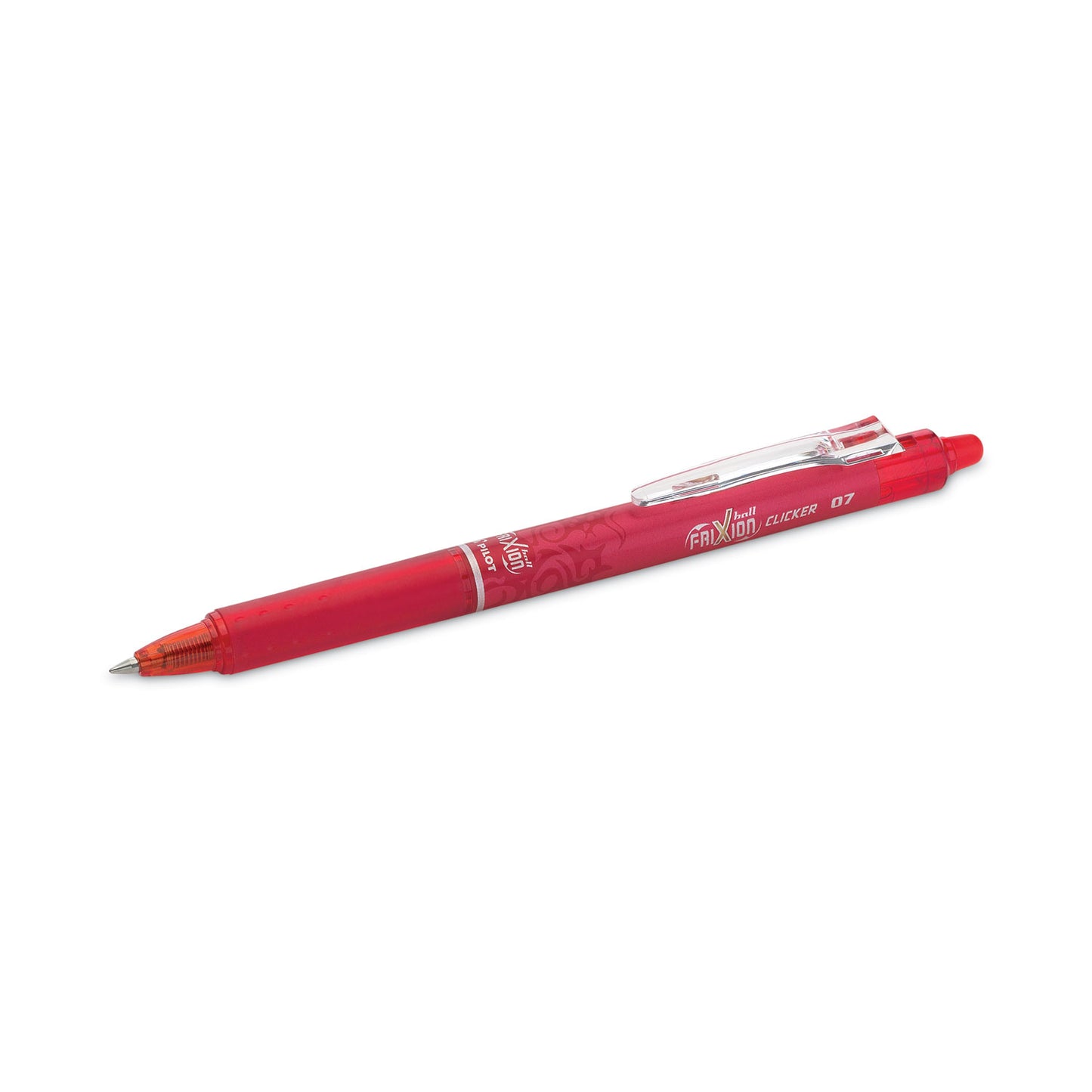 Pilot FriXion Clicker Erasable Gel Pen, Retractable, Fine 0.7 mm, Red Ink, Red Barrel (31452)