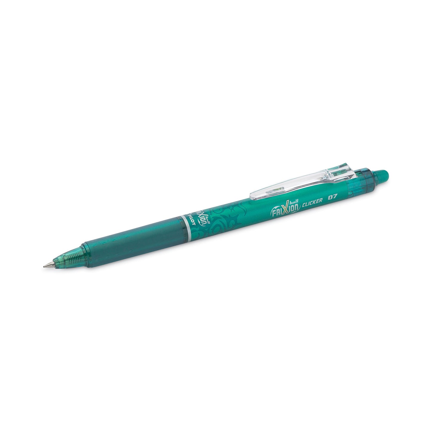 Pilot FriXion Clicker Erasable Gel Pen, Retractable, Fine 0.7 mm, Green Ink, Green Barrel, Dozen (31476)