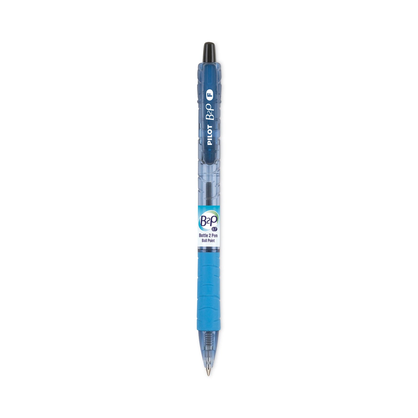 Pilot B2P Bottle-2-Pen Recycled Ballpoint Pen, Retractable, Fine 0.7 mm, Black Ink, Translucent Blue Barrel, Dozen (32600)