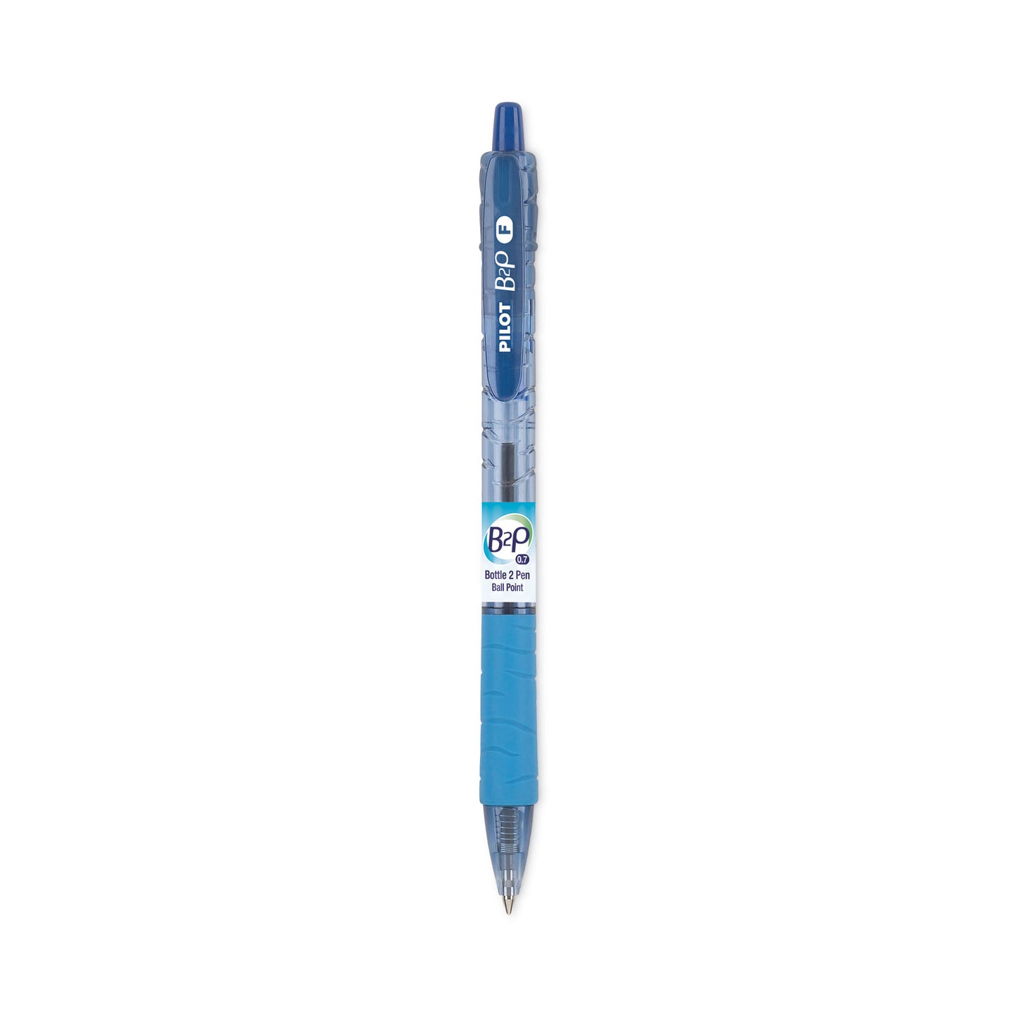 Pilot B2P Bottle-2-Pen Recycled Ballpoint Pen, Retractable, Fine 0.7 mm, Blue Ink, Translucent Blue Barrel, Dozen (32601)