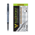 Pilot V Razor Point Liquid Ink Porous Point Pen, Stick, Extra-Fine 0.5 mm, Black Ink, Gray/Smoke Barrel, Dozen (11020)