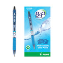 Pilot B2P Bottle-2-Pen Recycled Ballpoint Pen, Retractable, Fine 0.7 mm, Black Ink, Translucent Blue Barrel, Dozen (32600)