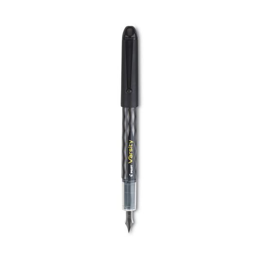 Pilot Varsity Fountain Pen, Medium 1 mm, Black Ink, Clear/Black Barrel (90010)