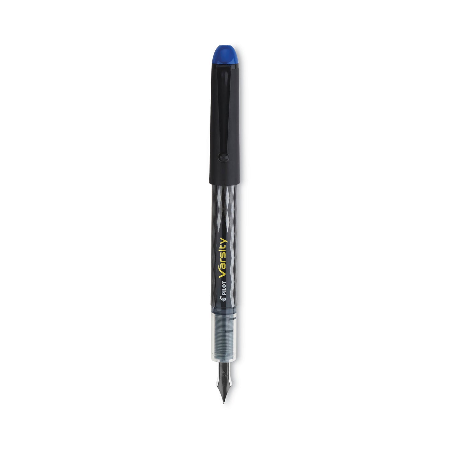 Pilot Varsity Fountain Pen, Medium 1 mm, Blue Ink, Clear/Black/Blue Barrel (90011)