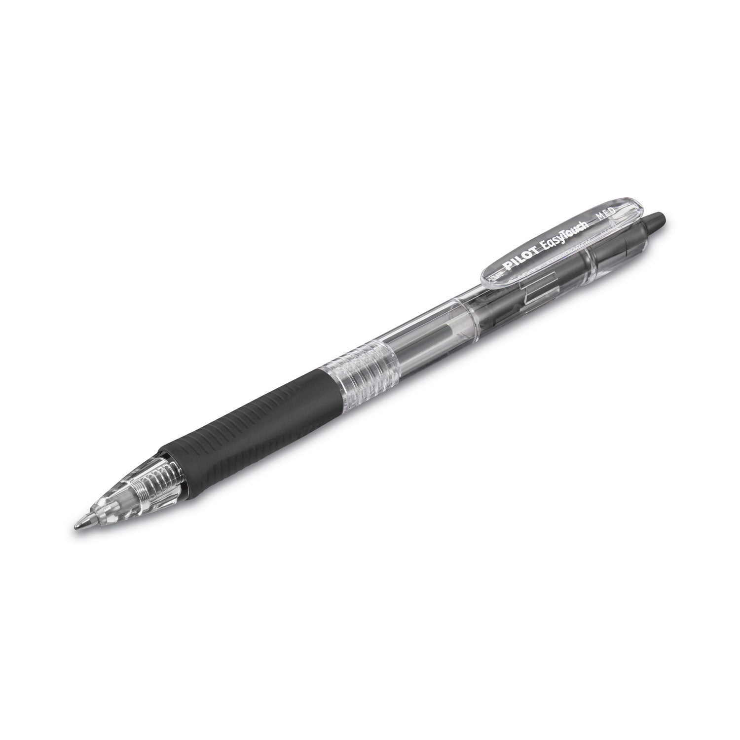 Pilot EasyTouch Ballpoint Pen, Retractable, Medium 1 mm, Black Ink, Clear Barrel, Dozen (32220)