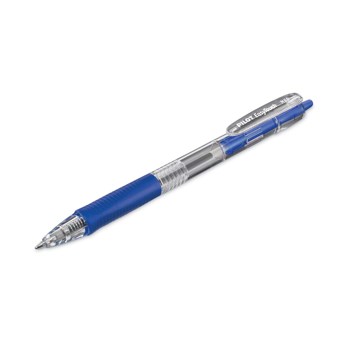 Pilot EasyTouch Ballpoint Pen, Retractable, Medium 1 mm, Blue Ink, Clear Barrel, Dozen (32221)