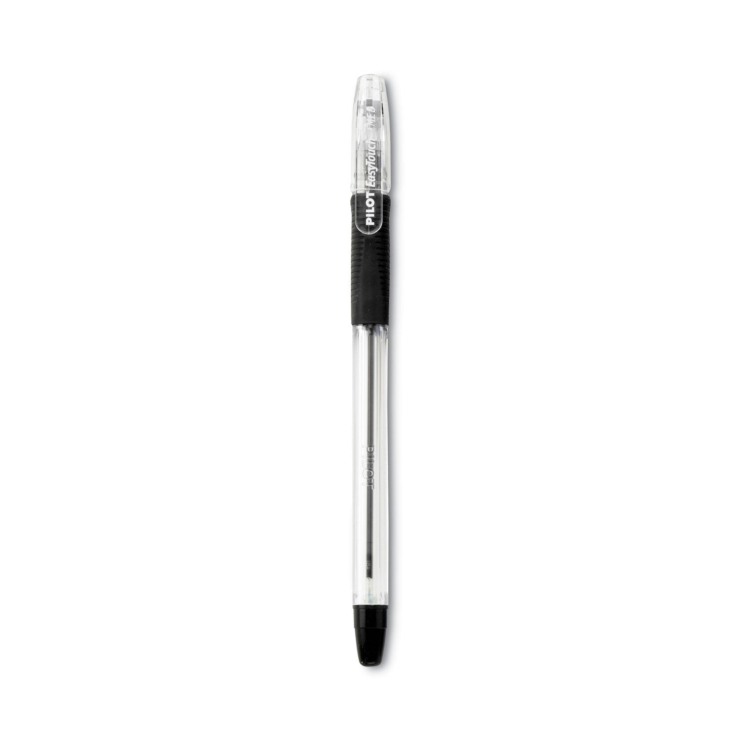 Pilot EasyTouch Ballpoint Pen, Stick, Medium 1 mm, Black Ink, Clear/Black Barrel, Dozen (32010)