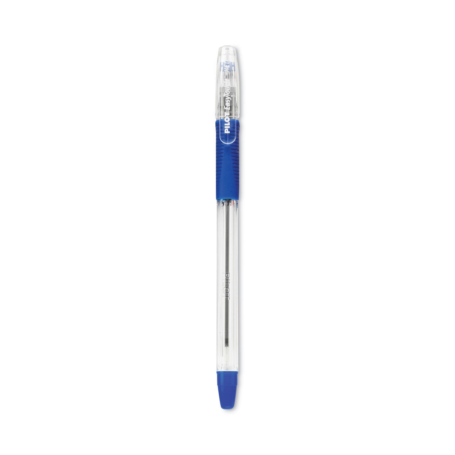 Pilot EasyTouch Ballpoint Pen, Stick, Medium 1 mm, Blue Ink, Clear/Blue Barrel, Dozen (32011)