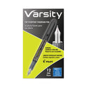 Pilot Varsity Fountain Pen, Medium 1 mm, Blue Ink, Clear/Black/Blue Barrel (90011)