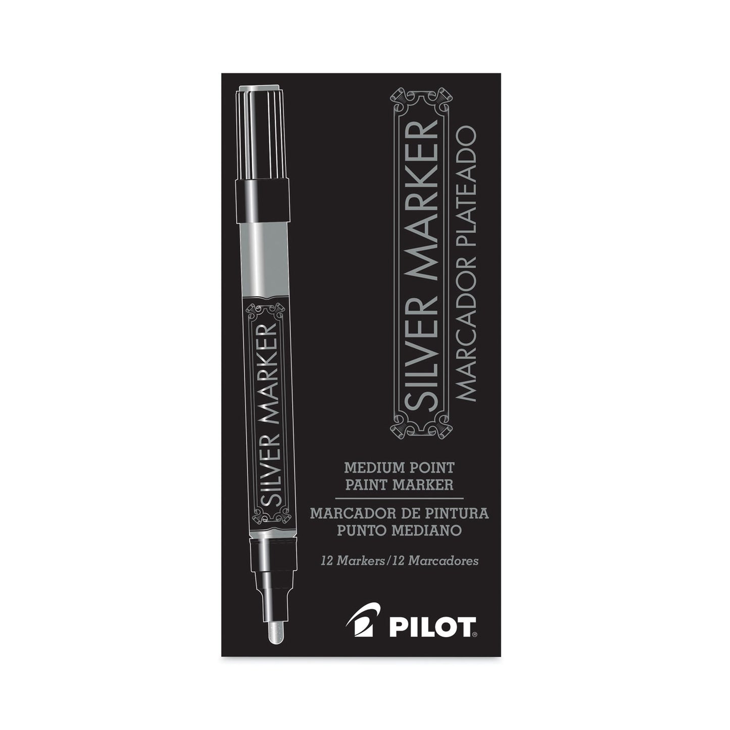 Pilot Creative Art and Crafts Marker, Medium Brush Tip, Silver (41800)