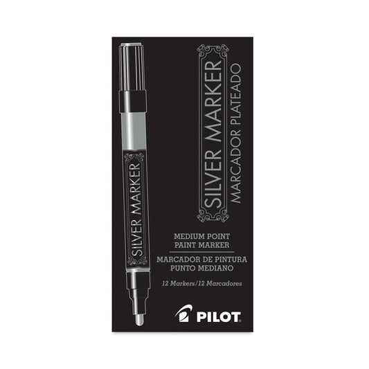 Pilot Creative Art and Crafts Marker, Medium Brush Tip, Silver (41800)