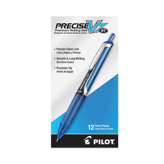 Pilot Precise V7RT Roller Ball Pen, Retractable, Fine 0.7 mm, Blue Ink, Blue Barrel (26068)