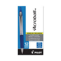 Pilot Acroball Pro Advanced Ink Hybrid Gel Pen, Retractable, Medium 1 mm, Blue Ink, Silver/Blue Barrel, Dozen (31911)