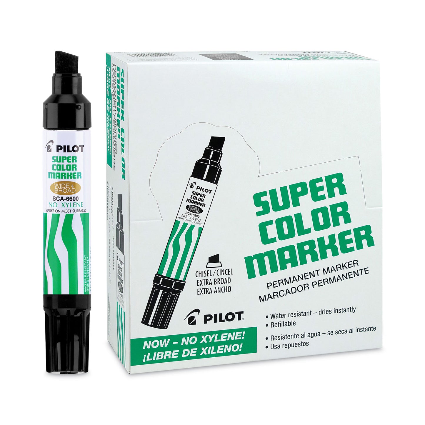 Pilot Jumbo Refillable Permanent Marker, Broad Chisel Tip, Black (45100)