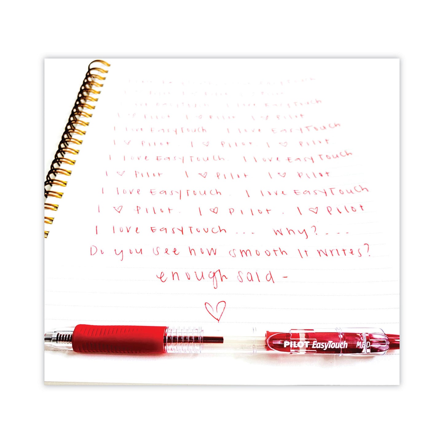 Pilot EasyTouch Ballpoint Pen, Retractable, Medium 1 mm, Red Ink, Clear Barrel, Dozen (32222)