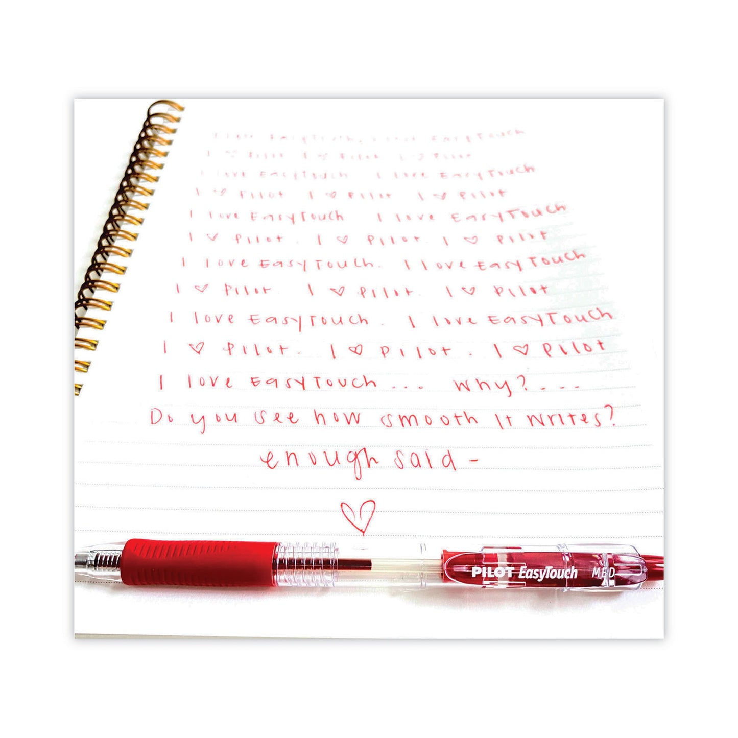 Pilot EasyTouch Ballpoint Pen, Retractable, Fine 0.7 mm, Red Ink, Clear Barrel, Dozen (32212)