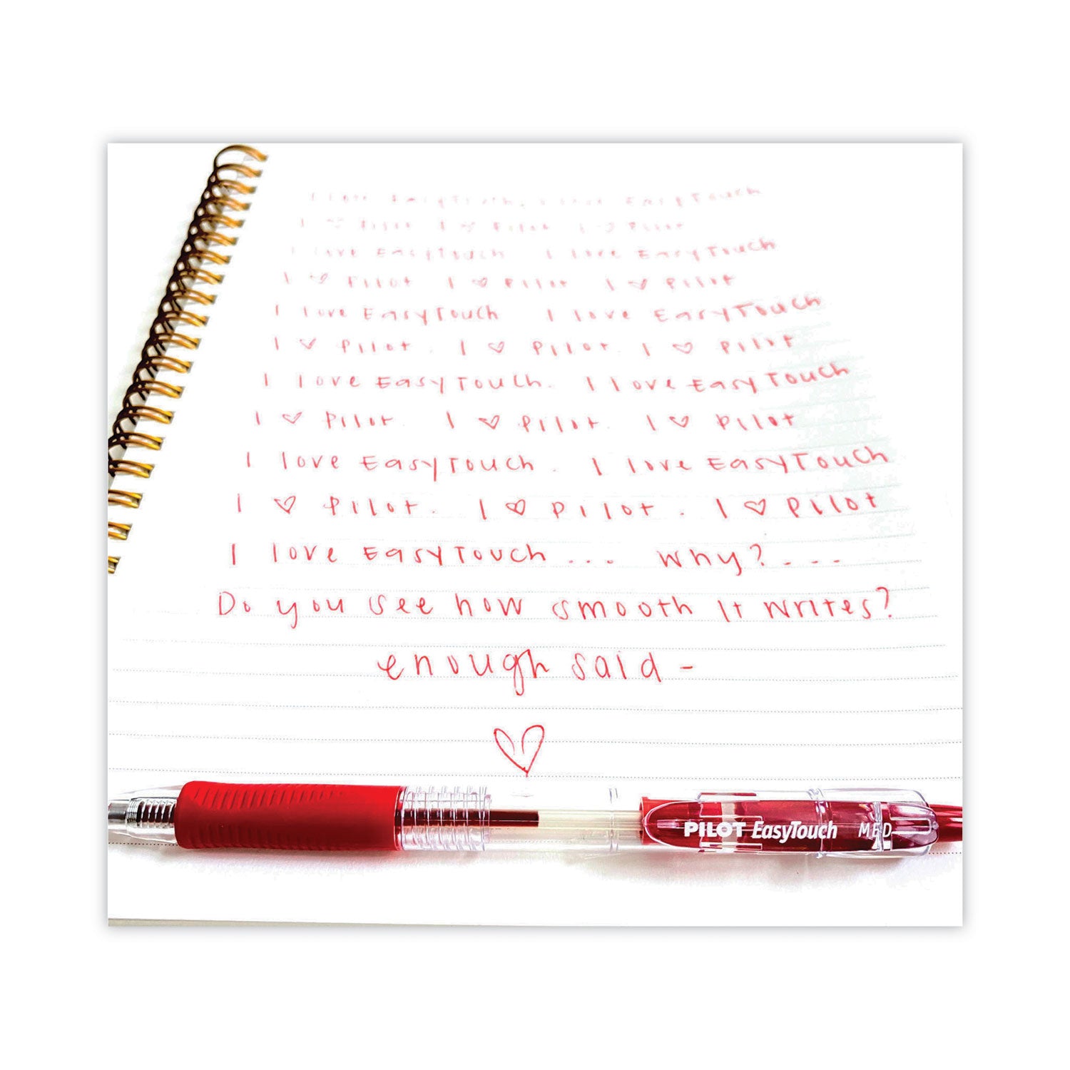Pilot EasyTouch Ballpoint Pen, Retractable, Fine 0.7 mm, Red Ink, Clear Barrel, Dozen (32212)