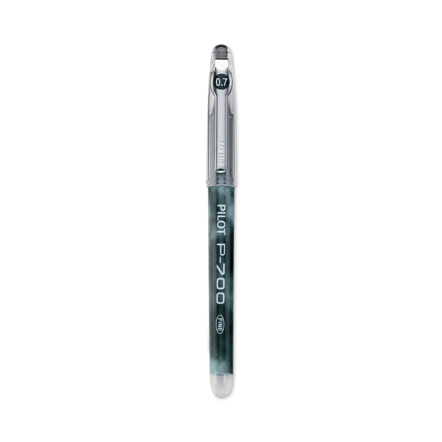 Pilot Precise P-700 Gel Pen, Stick, Fine 0.7 mm, Black Ink, Black Barrel, Dozen (38610)