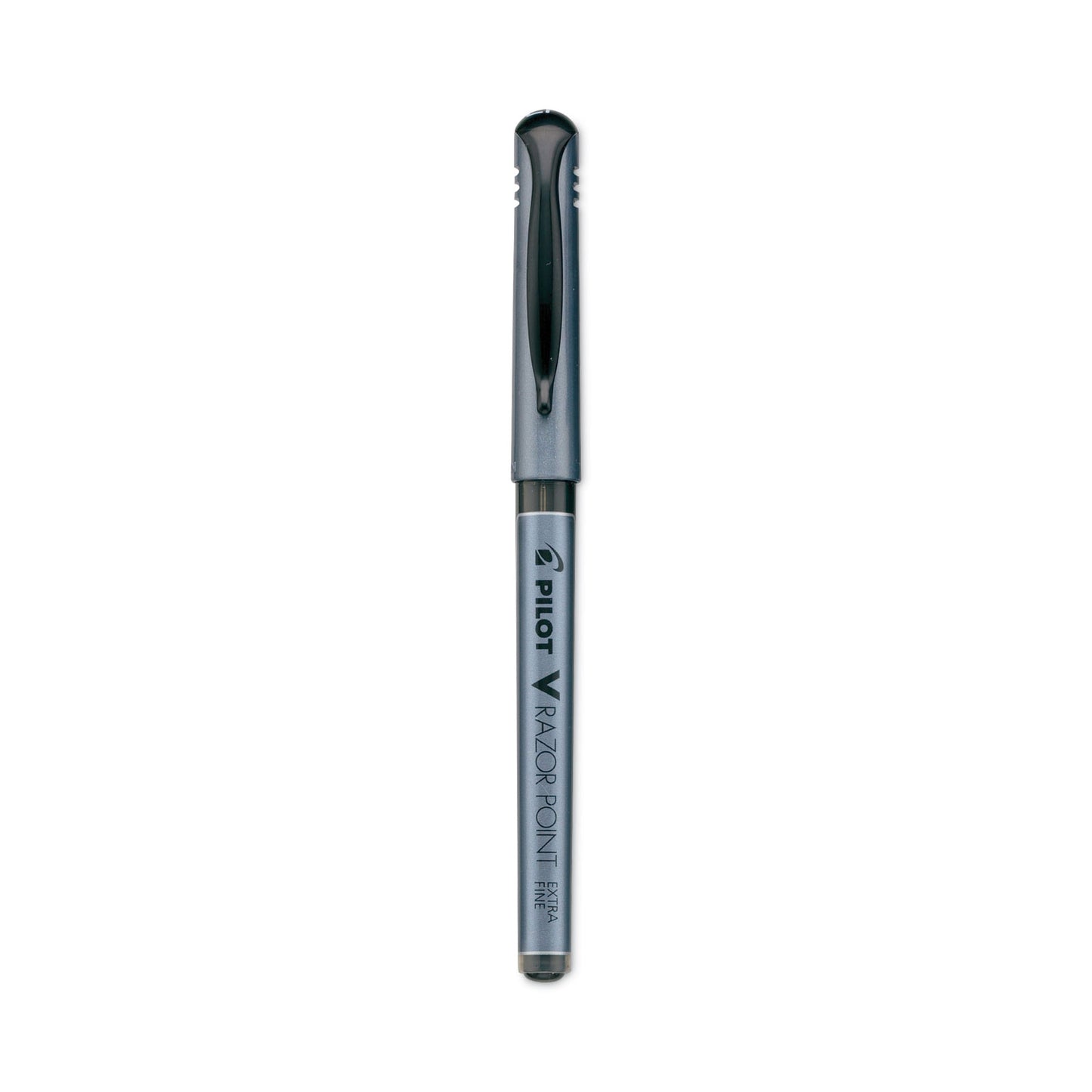 Pilot V Razor Point Liquid Ink Porous Point Pen, Stick, Extra-Fine 0.5 mm, Black Ink, Gray/Smoke Barrel, Dozen (11020)