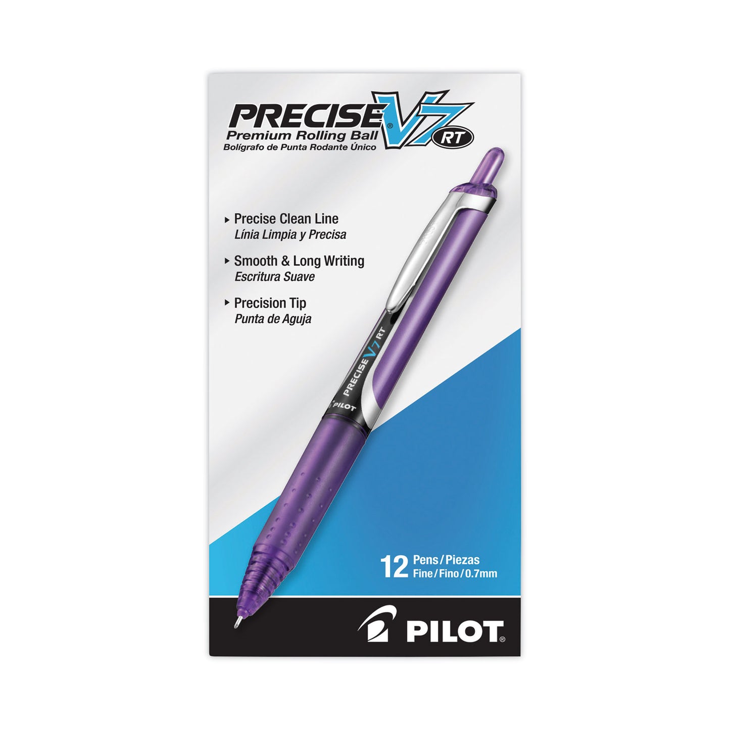 Pilot Precise V7RT Roller Ball Pen, Retractable, Fine 0.7 mm, Purple Ink, Purple Barrel (26071)