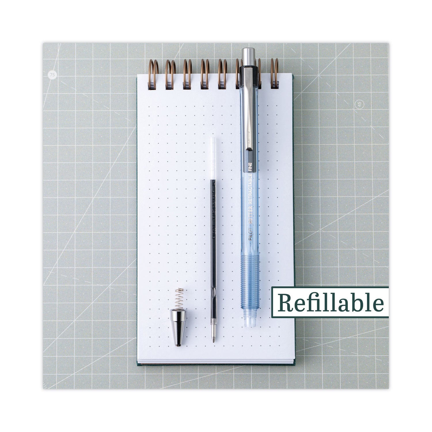 Pilot Better Ballpoint Pen, Retractable, Fine 0.7 mm, Blue Ink, Translucent Blue Barrel, Dozen (30001)