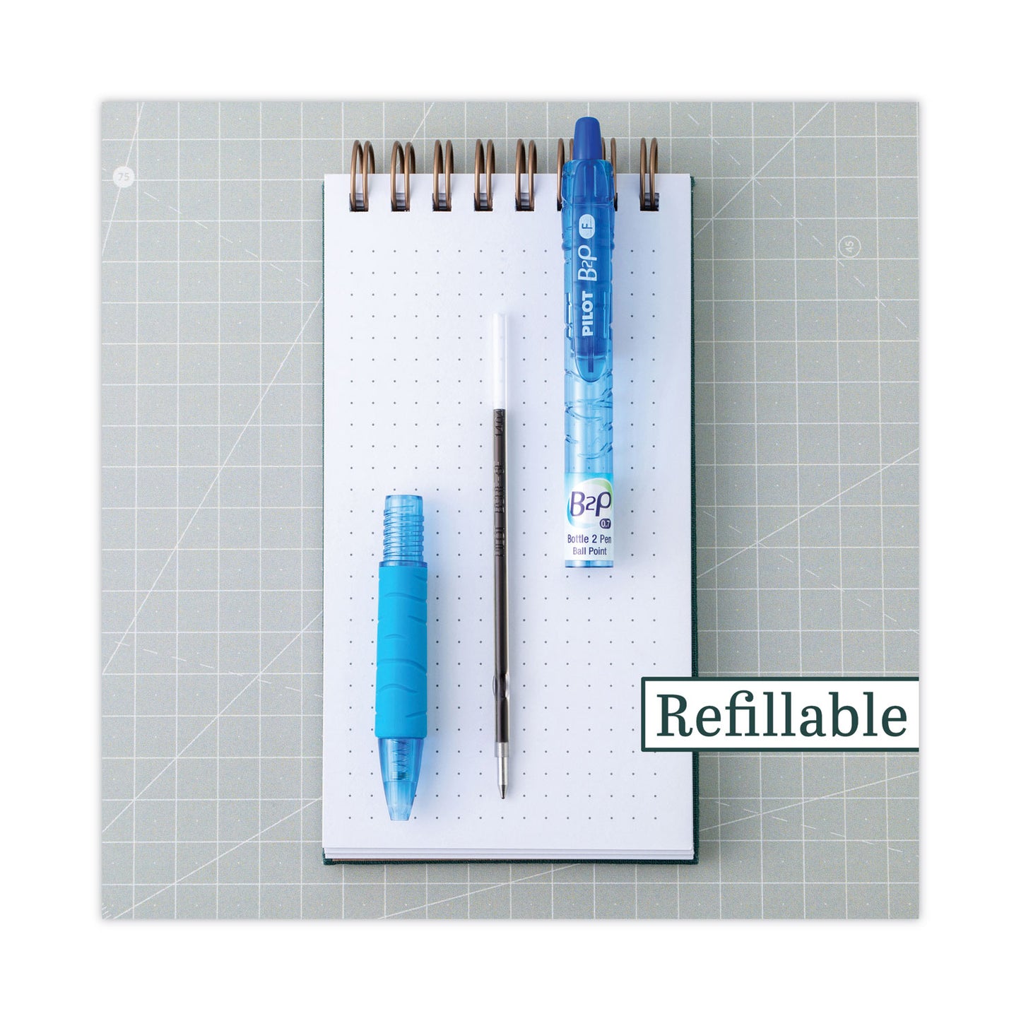 Pilot B2P Bottle-2-Pen Recycled Ballpoint Pen, Retractable, Medium 1 mm, Assorted Ink Colors, Translucent Blue Barrel, 36/Pack (57050)