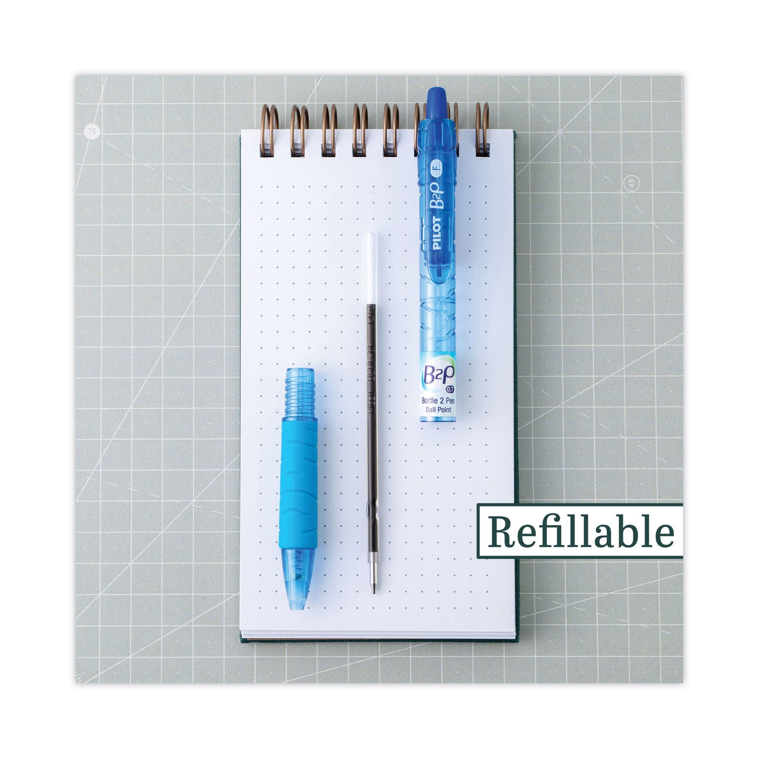 Pilot B2P Bottle-2-Pen Recycled Ballpoint Pen, Retractable, Medium 1 mm, Assorted Ink Colors, Translucent Blue Barrel, 36/Pack (57050)