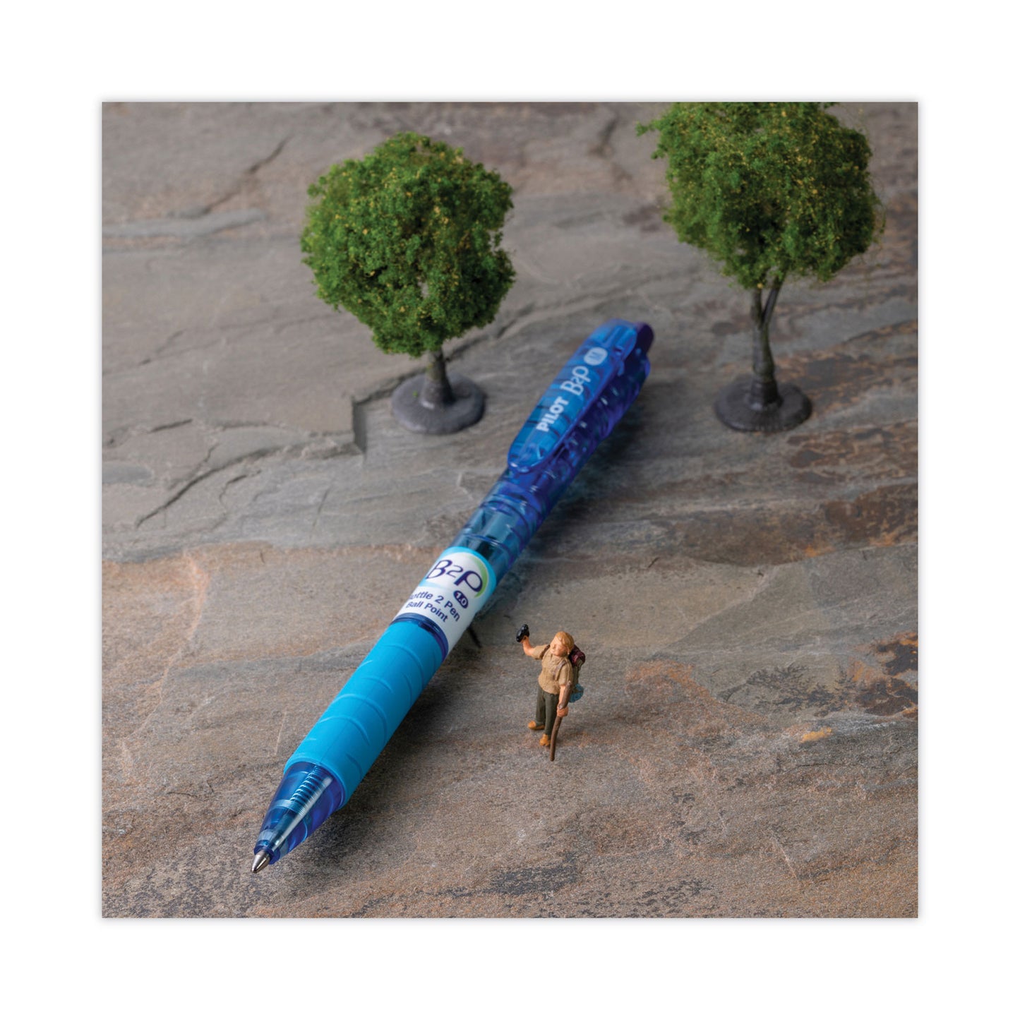 Pilot B2P Bottle-2-Pen Recycled Ballpoint Pen, Retractable, Fine 0.7 mm, Black Ink, Translucent Blue Barrel, Dozen (32600)
