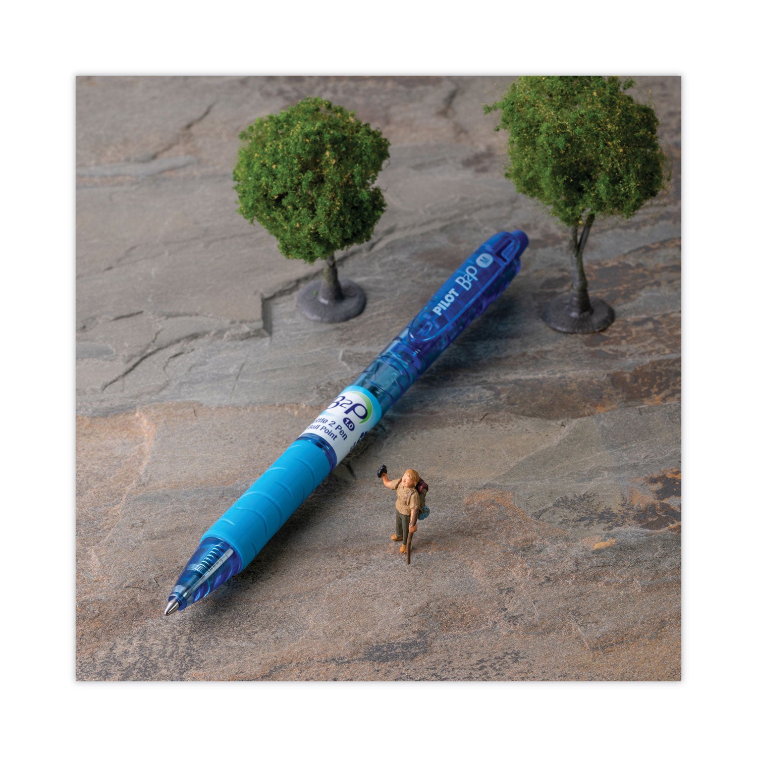 Pilot B2P Bottle-2-Pen Recycled Ballpoint Pen, Retractable, Medium 1 mm, Blue Ink, Translucent Blue Barrel, Dozen (32801)
