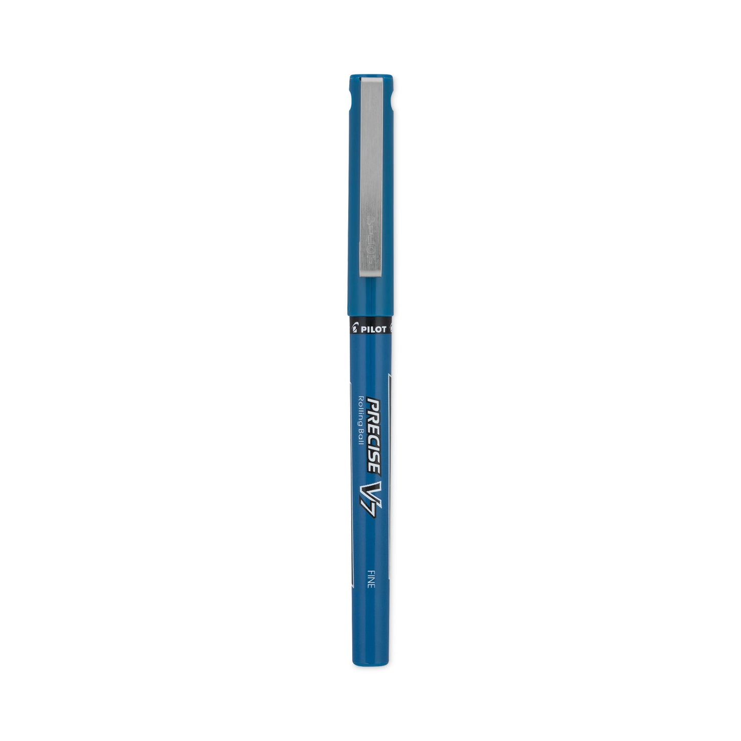 Pilot Precise V7 Roller Ball Pen, Stick, Fine 0.7 mm, Blue Ink, Blue/Clear Barrel, Dozen (35349)