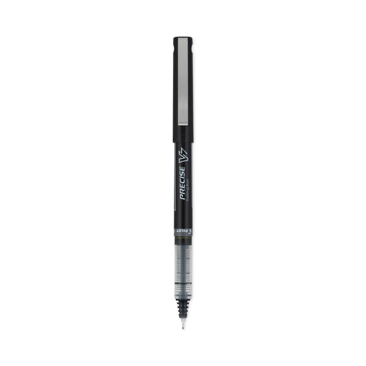 Pilot Precise V7 Roller Ball Pen, Stick, Fine 0.7 mm, Black Ink, Black/Clear Barrel, Dozen (35346)