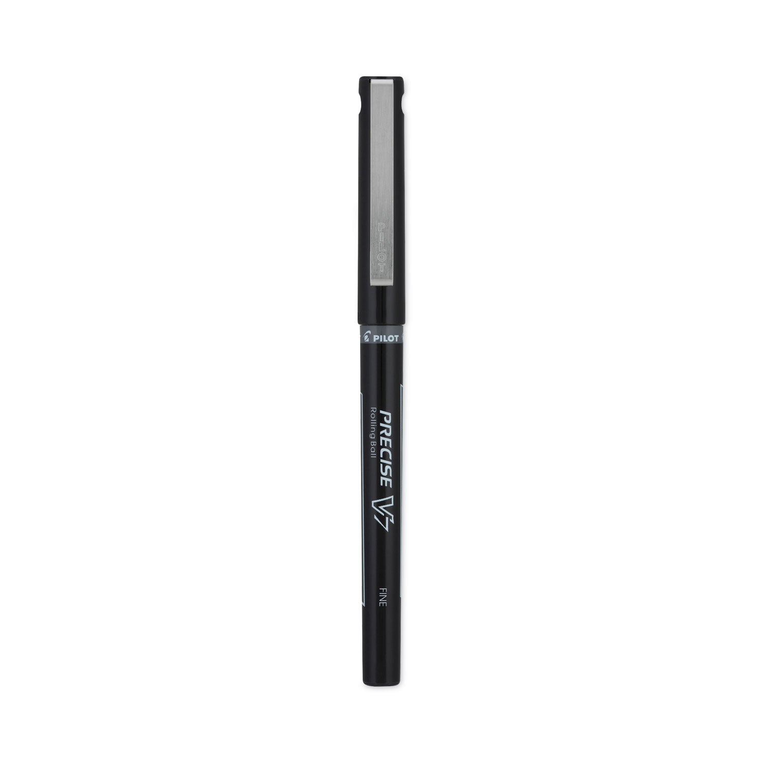 Pilot Precise V7 Roller Ball Pen, Stick, Fine 0.7 mm, Black Ink, Black/Clear Barrel, Dozen (35346)