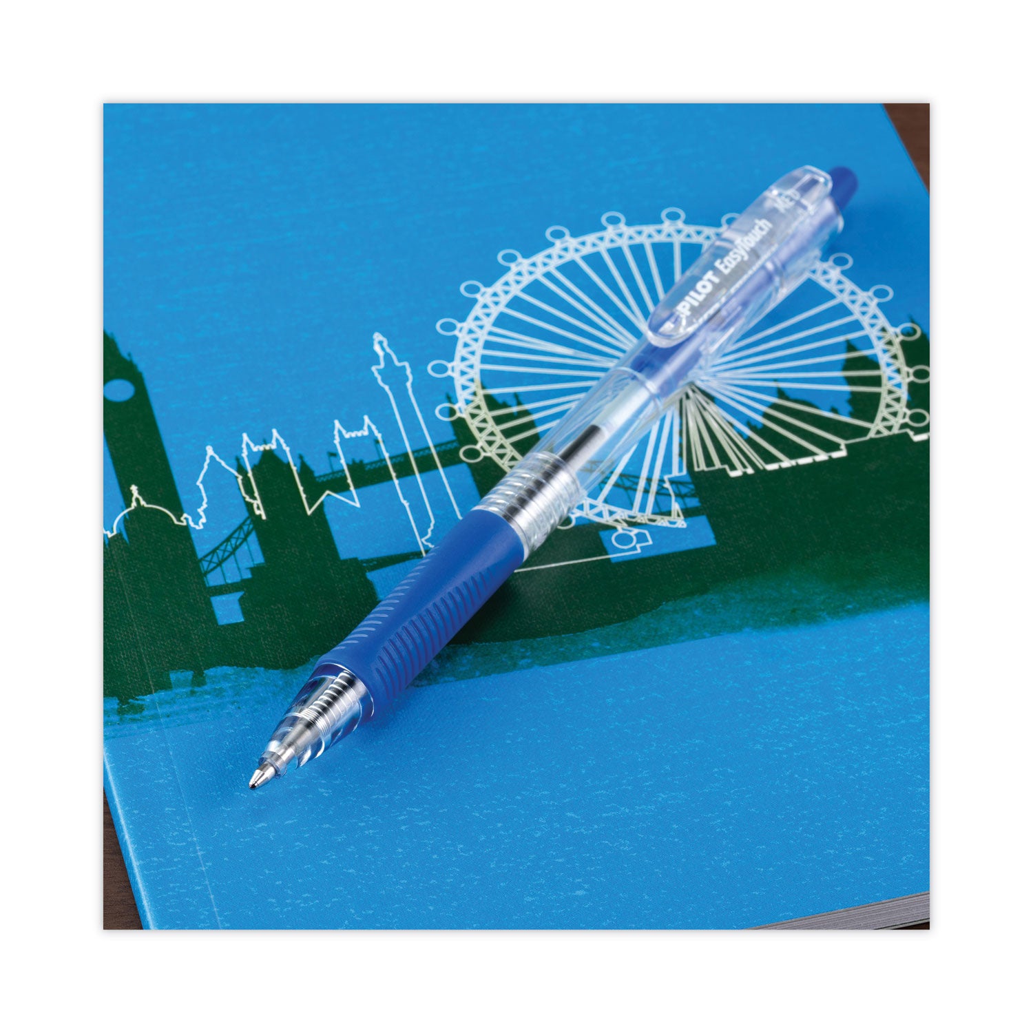 Pilot EasyTouch Ballpoint Pen, Retractable, Medium 1 mm, Blue Ink, Clear Barrel, Dozen (32221)