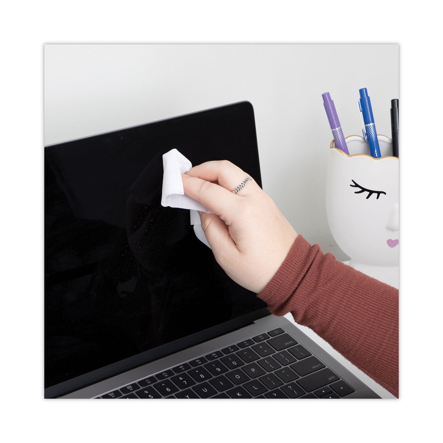 Read Right Two Step ScreenKleen Wet and Dry Cleaning Wipes, 5 x 5, Unscented, 40/Box (RR1305)