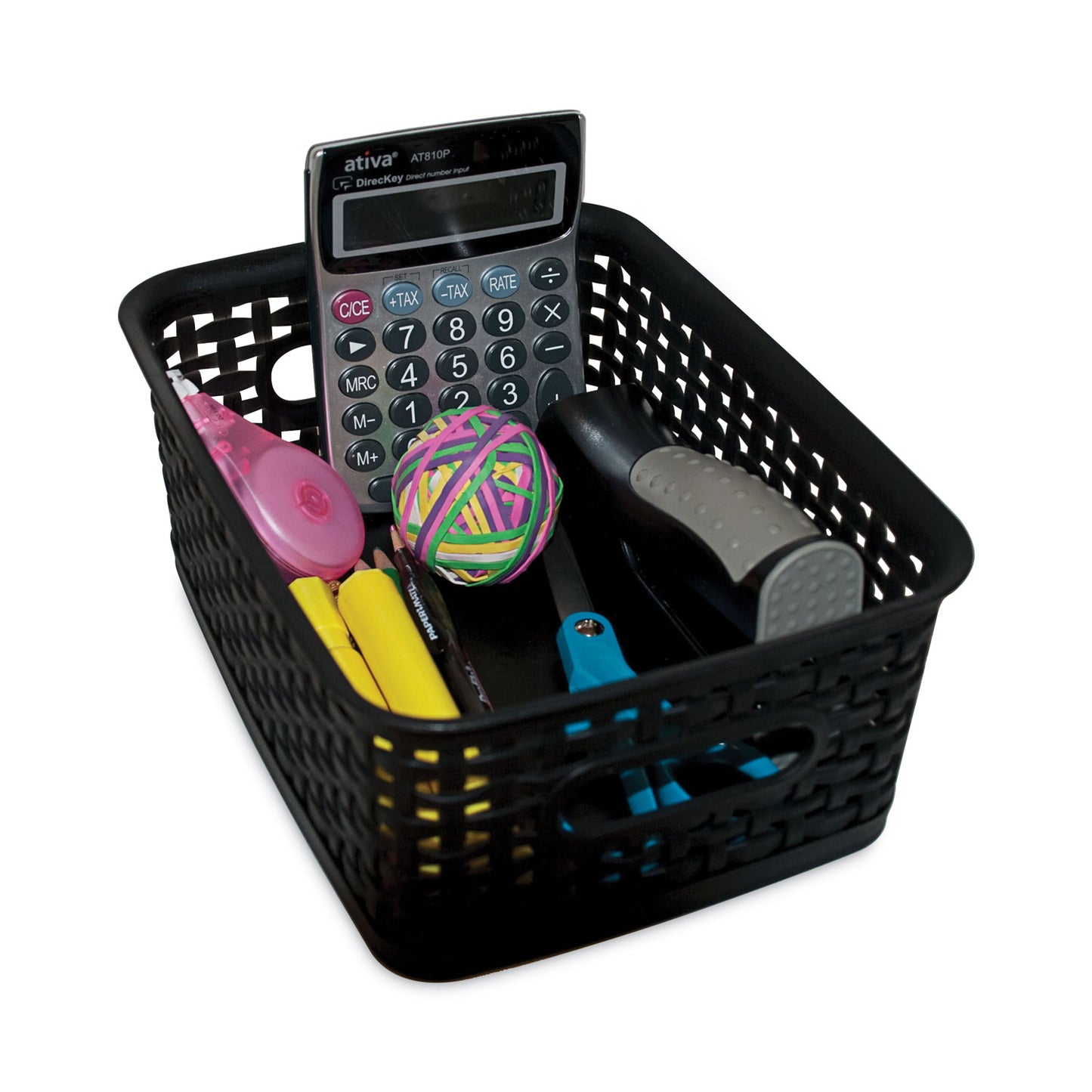 Advantus Plastic Weave Bin, Small, 10" x 7.5" x 4", Black (36000)