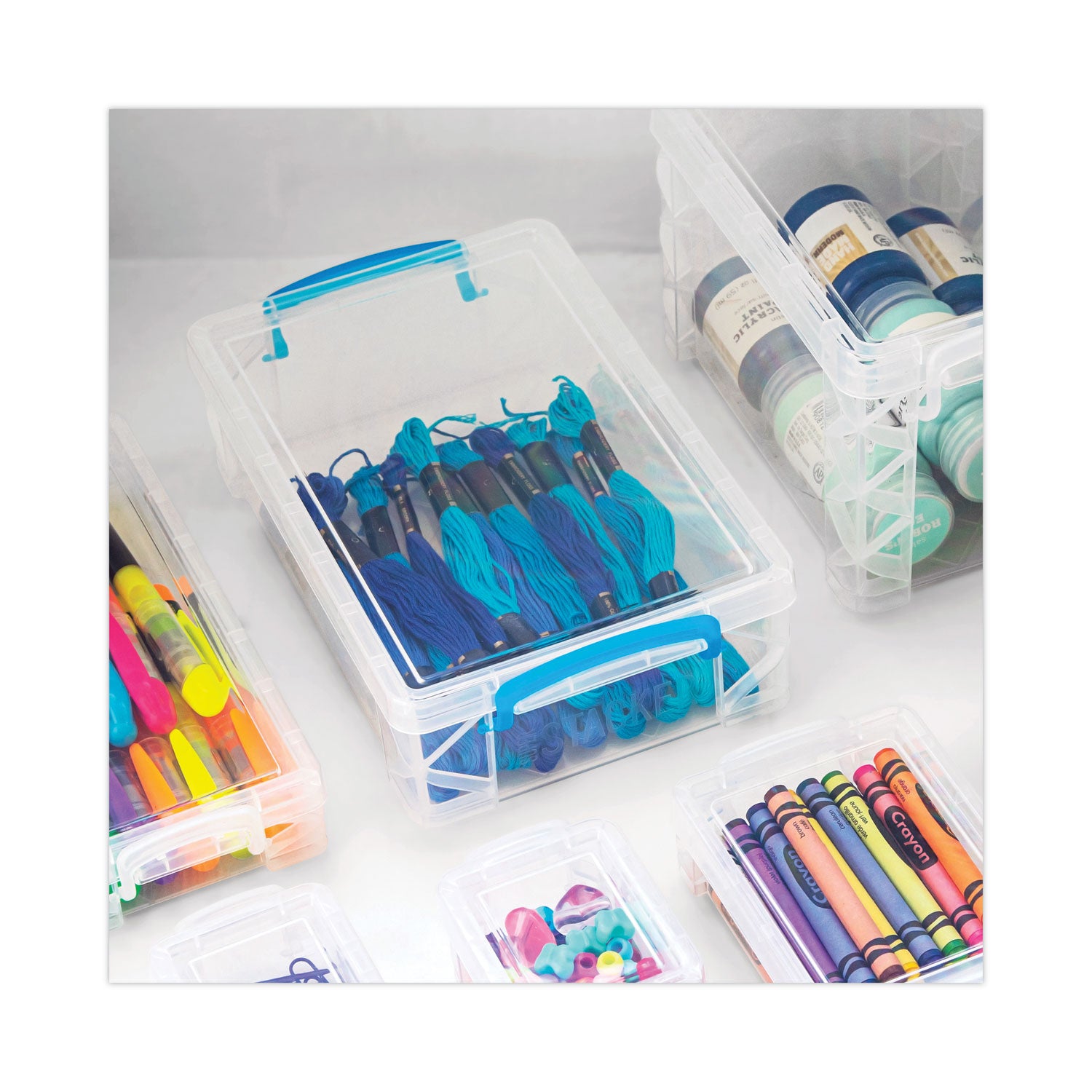 Advantus Super Stacker Large Pencil Box, Plastic, 9 x 5.5 x 2.62, Clear (37539)