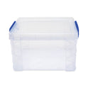 Advantus Super Stacker Lift-Off Lid Storage Tote, 7.25" x 10.88" x 6.38", Transparent/Blue (39230)