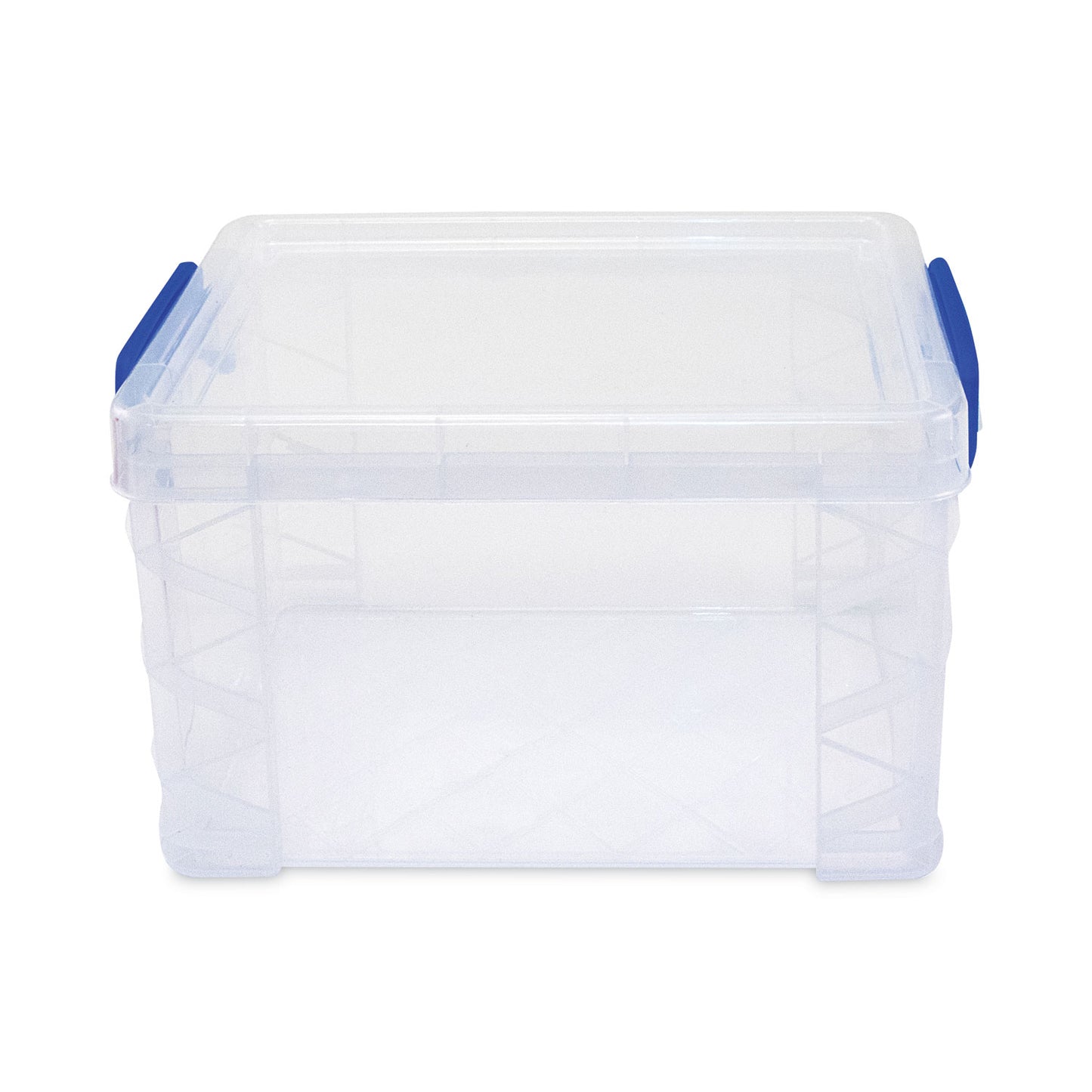 Advantus Super Stacker Lift-Off Lid Storage Tote, 7.25" x 10.88" x 6.38", Transparent/Blue (39230)