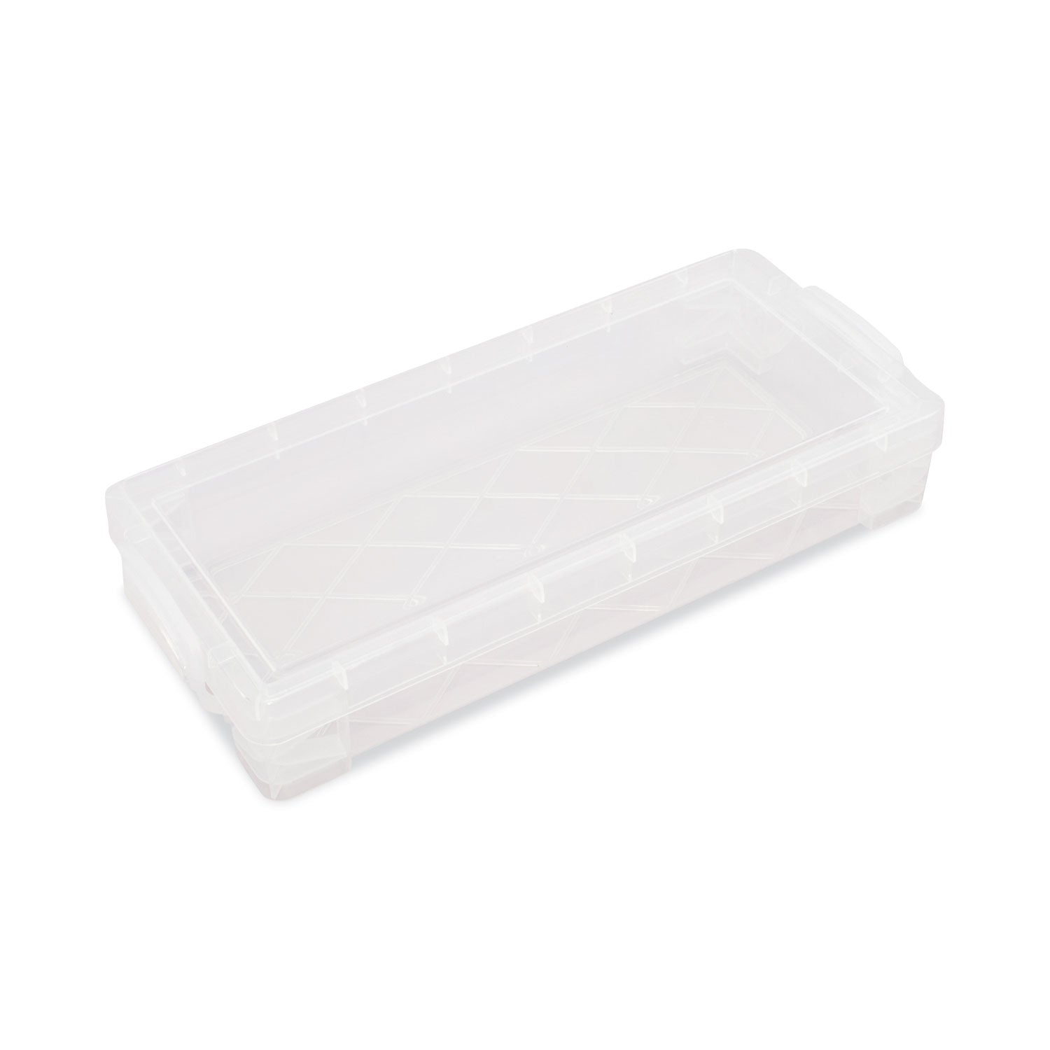 Advantus Super Stacker Pencil Box, Plastic, 8.25 x 3.75 x 1.5, Clear (40309)