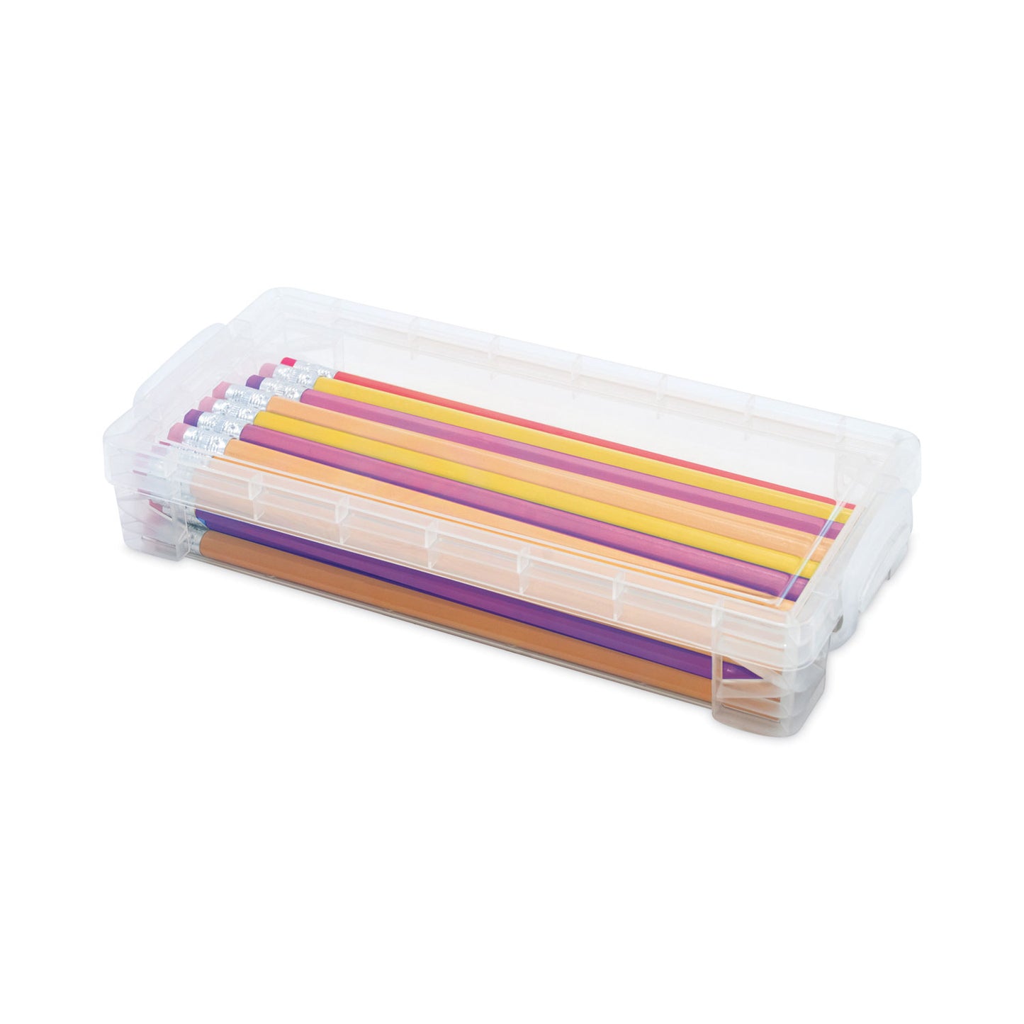 Advantus Super Stacker Pencil Box, Plastic, 8.25 x 3.75 x 1.5, Clear (40309)