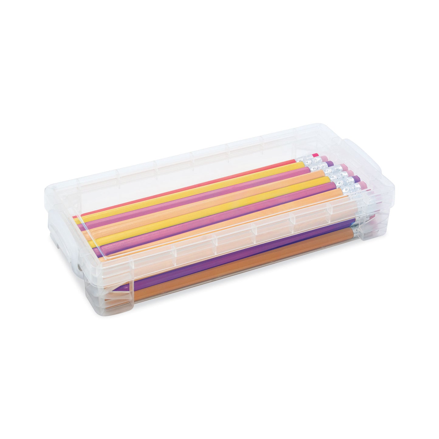 Advantus Super Stacker Pencil Box, Plastic, 8.25 x 3.75 x 1.5, Clear (40309)