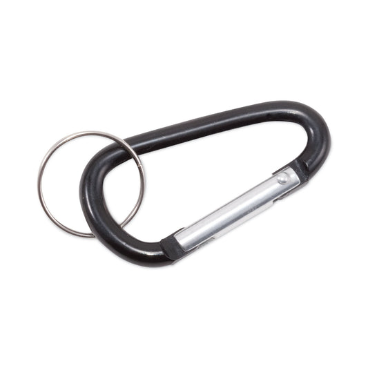 Advantus Carabiner Key Chains, (10) 1" x 2" Black Carabiners, (10) 1" dia Silver Key Rings, Aluminum (75555)