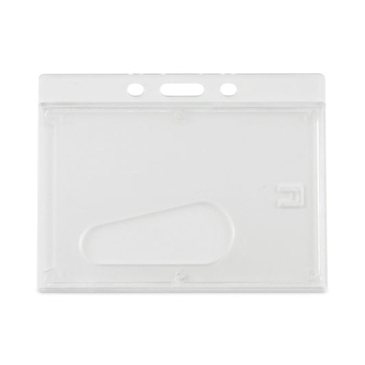 Advantus Frosted One-Card Rigid Badge Holders, Horizontal, Frosted 3.68" x 2.75" Holder, 3.38" x 2.13" Insert, 25/Box (76075)