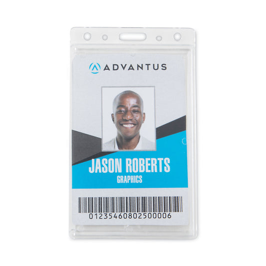 Advantus Frosted Two-Card Rigid Badge Holders, Vertical, Frosted 2.5" x 4.13" Holder, 2.13" x 3.38" Insert, 25/Box (76076)